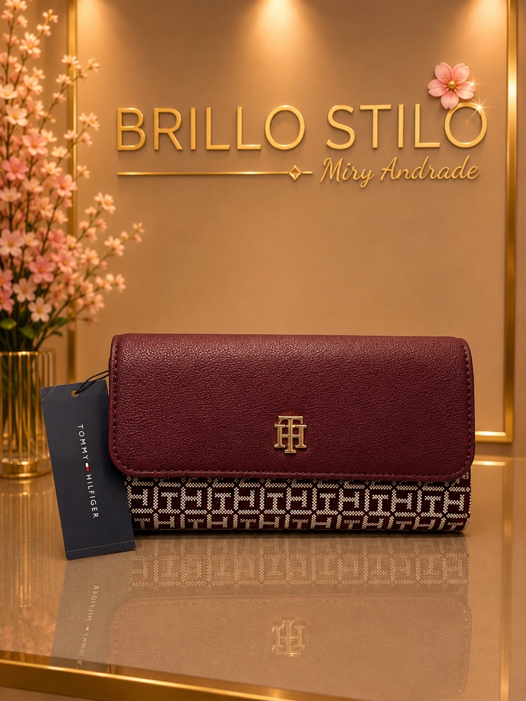 Tommy Hilfiger Heritage Monogram Flap Wallet Vino