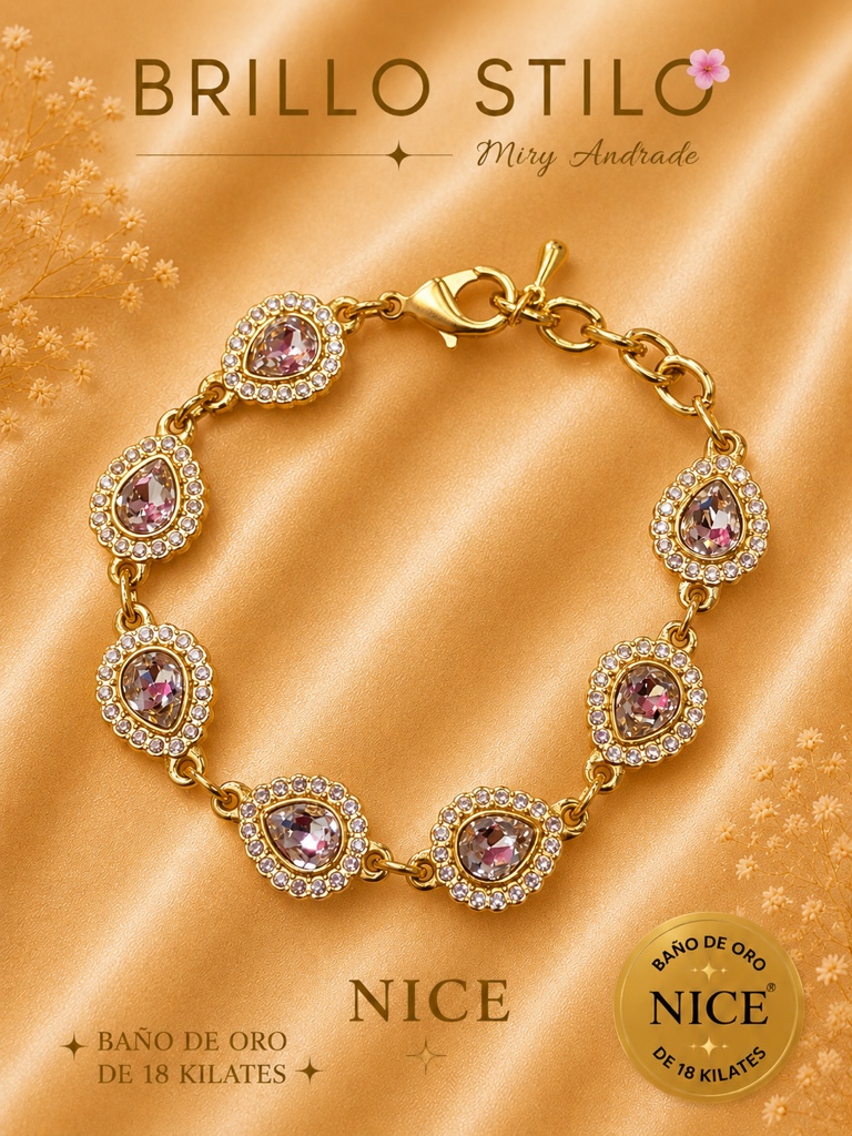 ✨ Pulsera Gotas de Cristal Rosé ✨