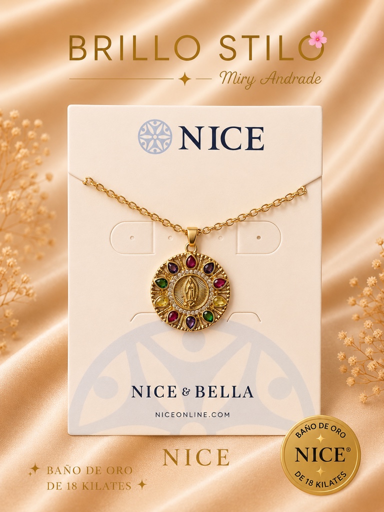✨ Collar Medalla Virgen de Guadalupe Multicolor Nice ✨