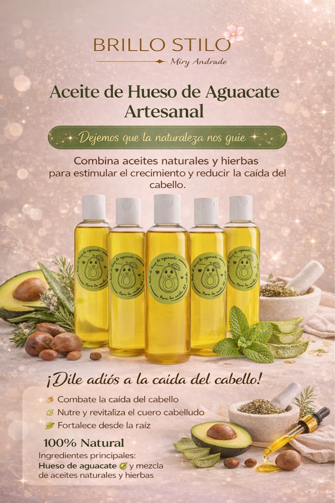 Aceite Artesanal de Hueso de Aguacate para el Cabello