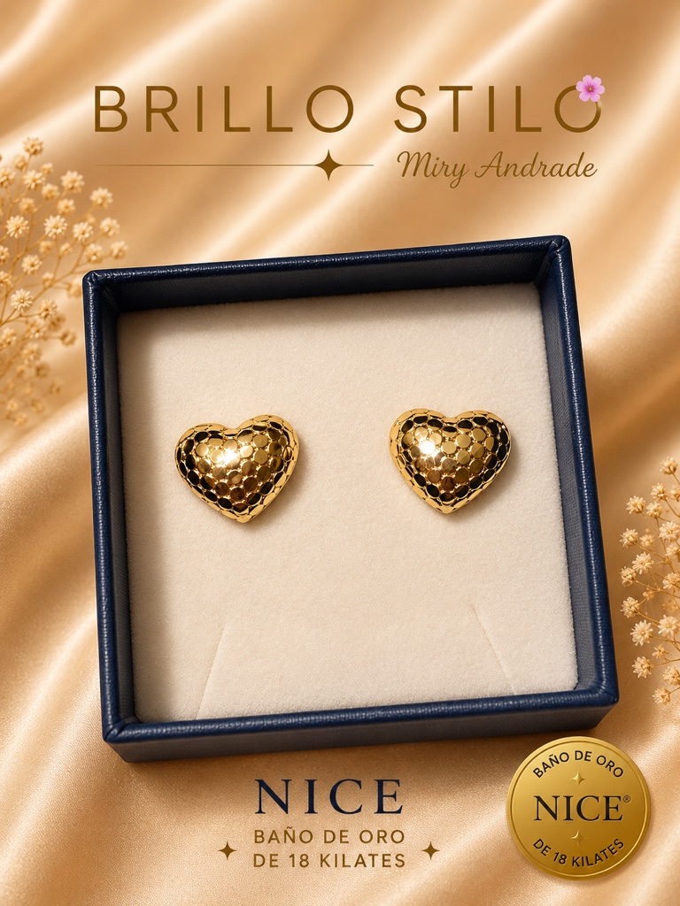 ✨ Aretes Corazón Destellos de Amor Nice ✨