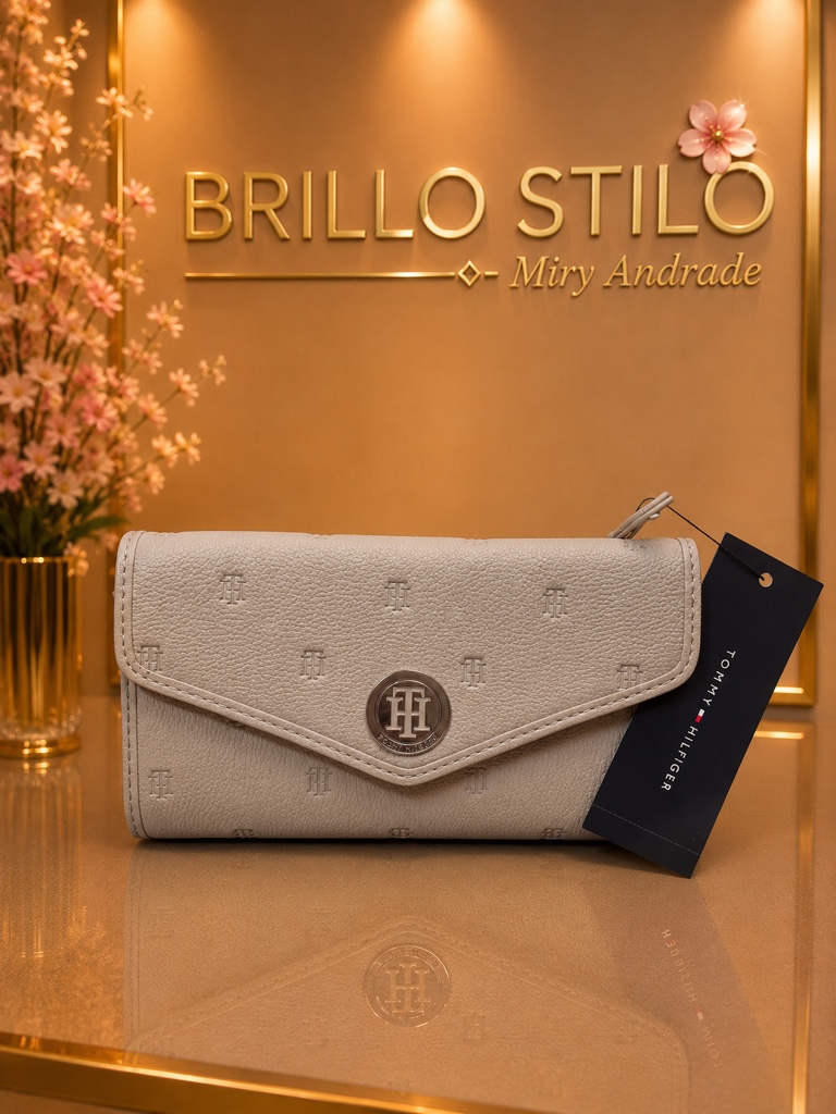 Tommy Hilfiger Embossed Envelope Wallet Beige