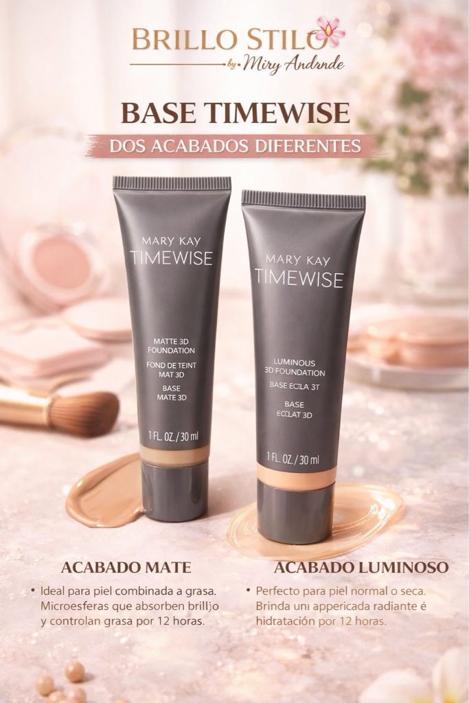 Base TimeWise® 3D Mary Kay – Acabado Mate o Luminoso