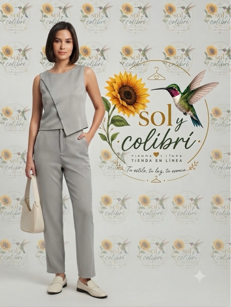 Traje en diagonal con botones