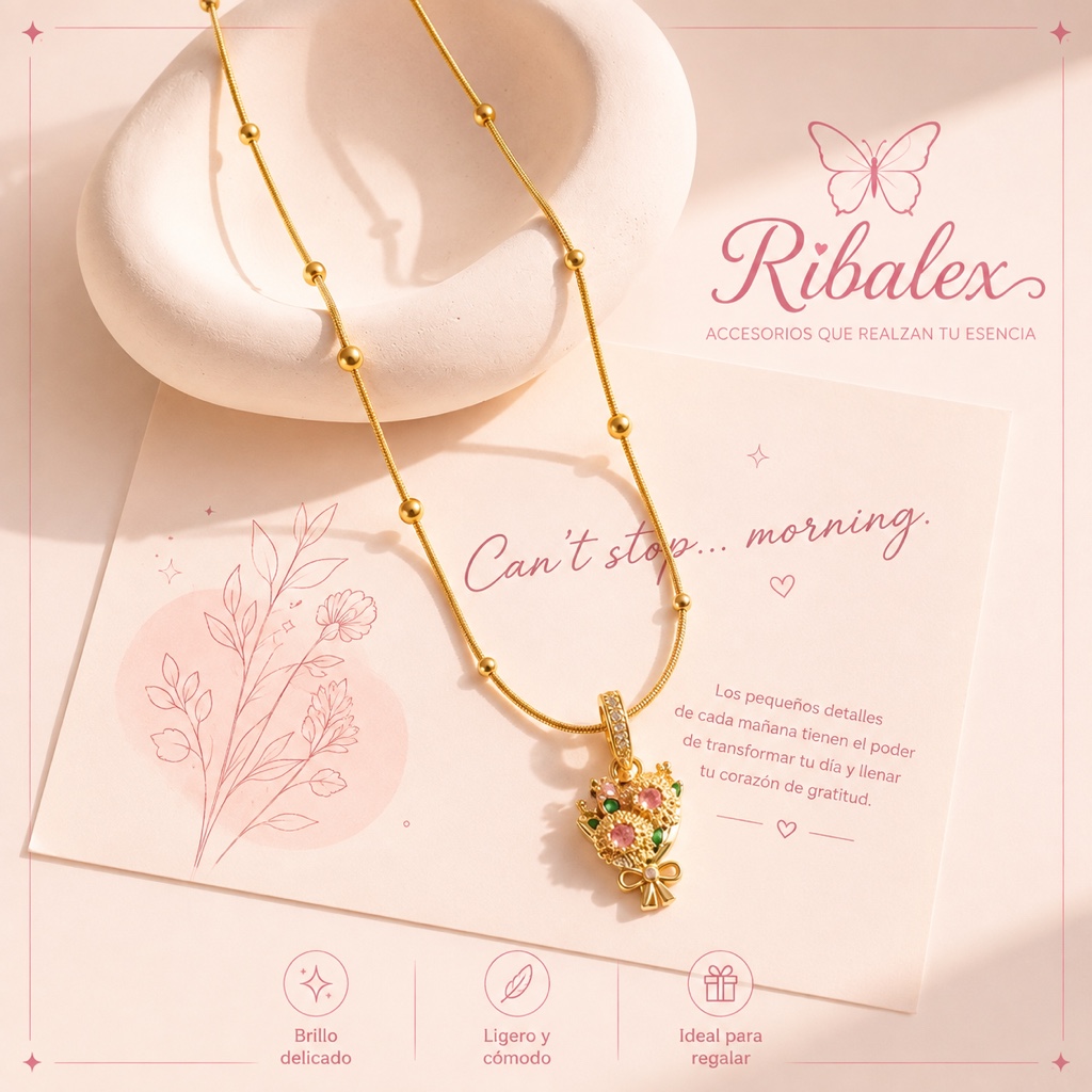 collar dorado dije flor