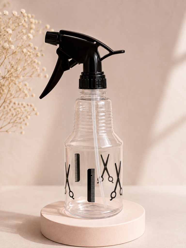 Botella spray negra para peluquería