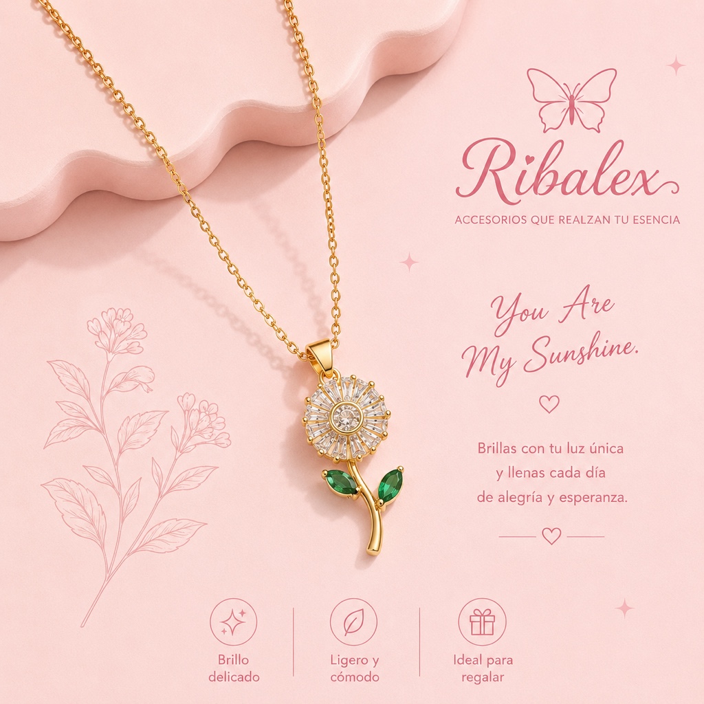 collar dorado flor girasol