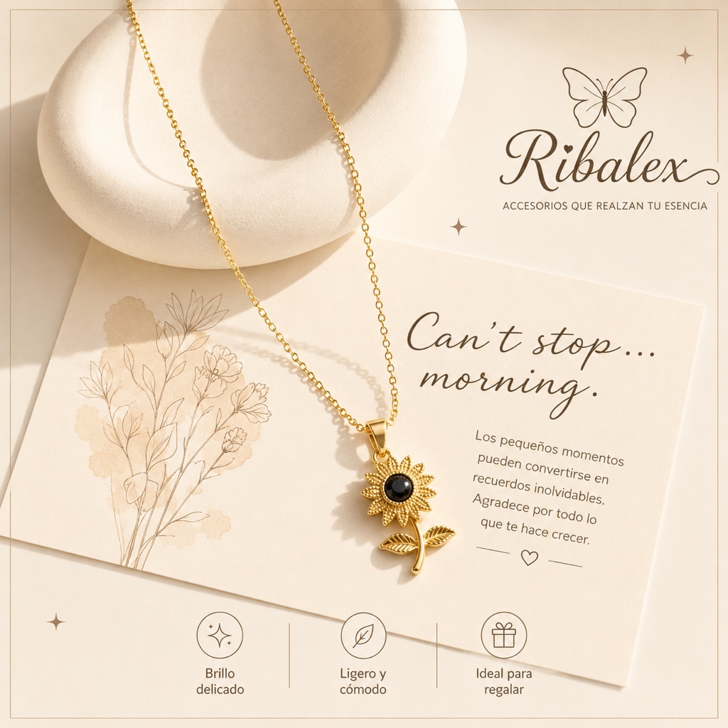 collar dorado flor centro negro