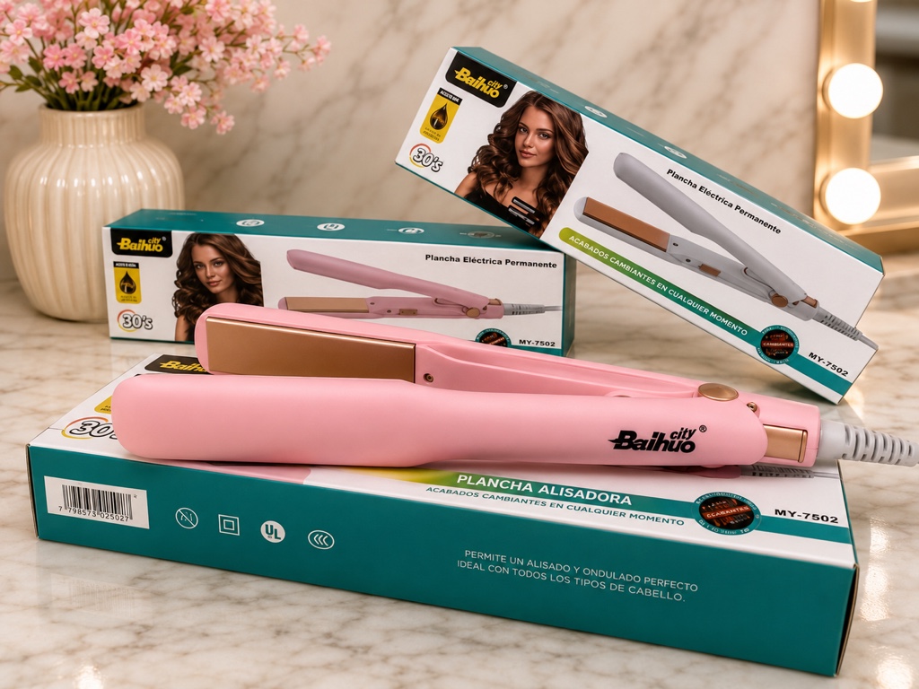 Baihuo plancha alisadora rosa y blanca