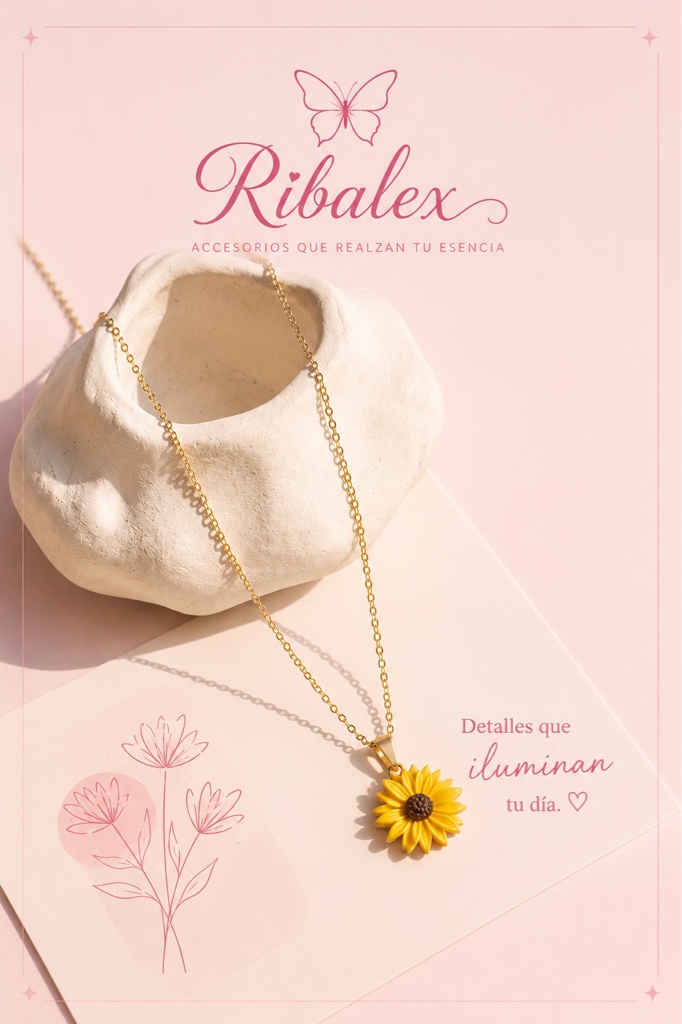 Collar dorado flor amarilla