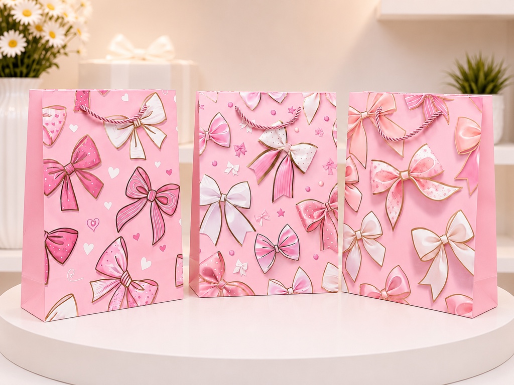 Bolsa de regalo rosa lazos pequeña