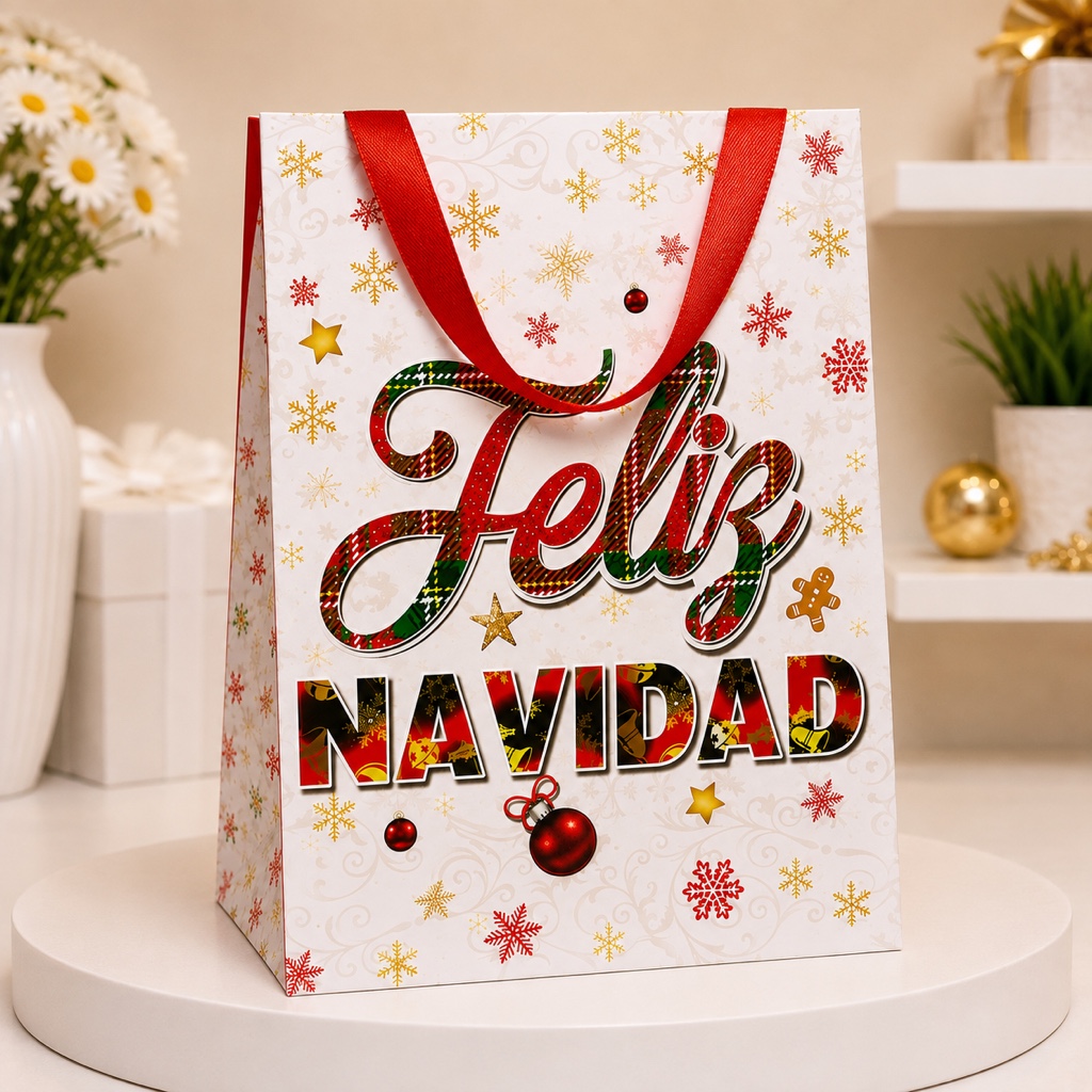 Bolsa de regalo navideña Feliz Navidad pequeña