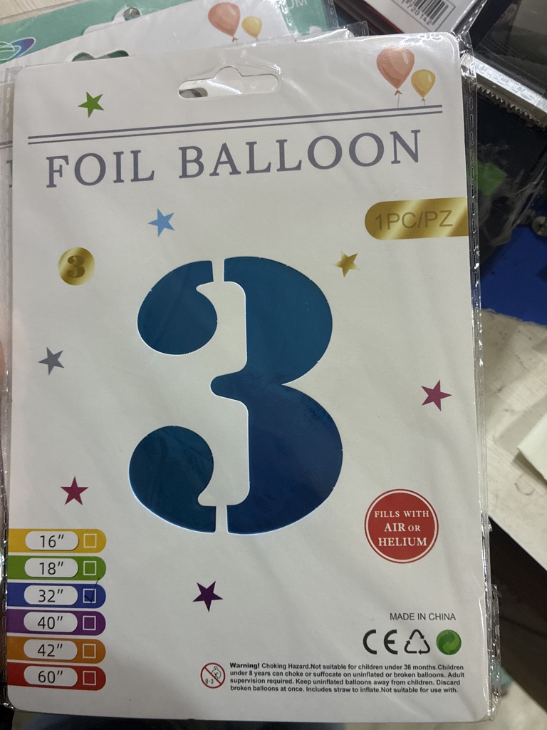 Globo foil azul numero 3