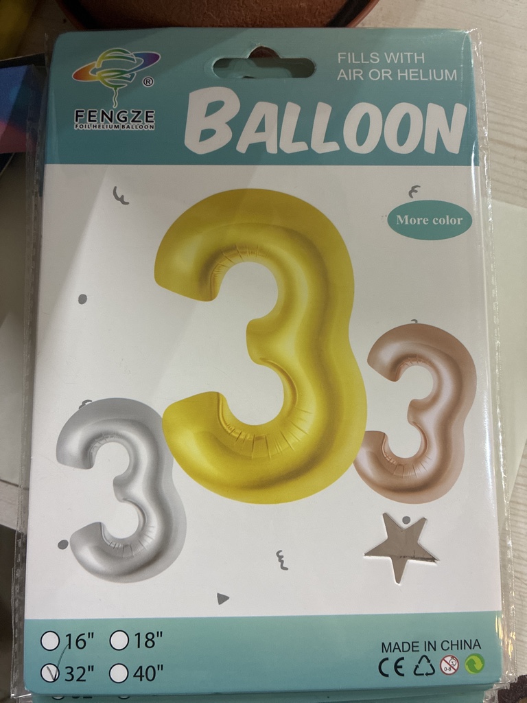 Fengze globo numero 3 plateado