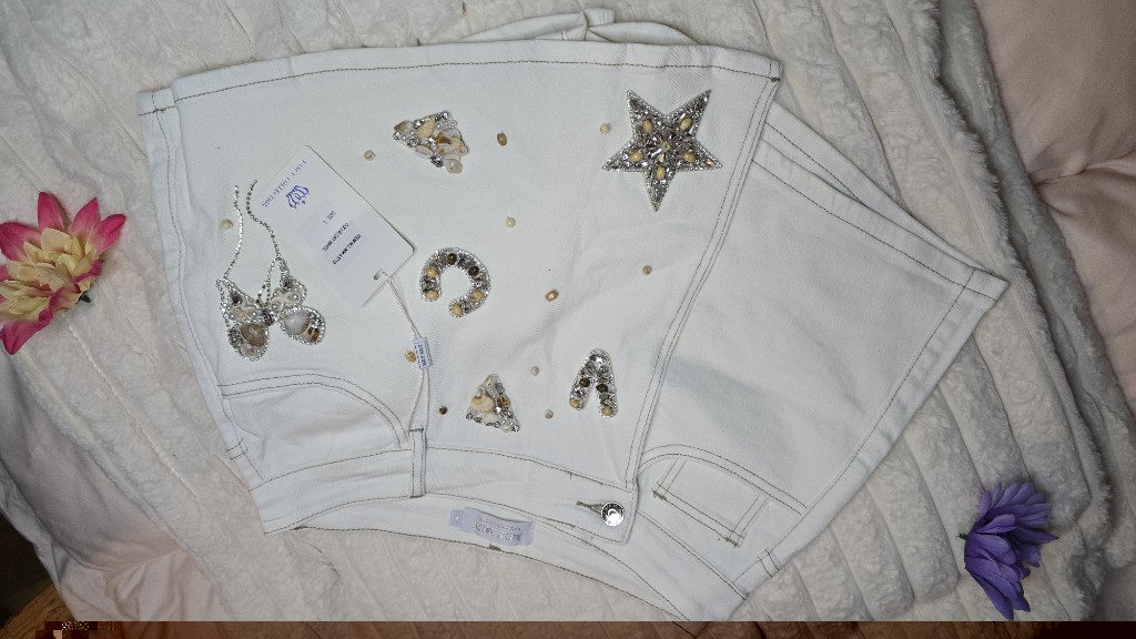 Short falda jeans con destellos marino