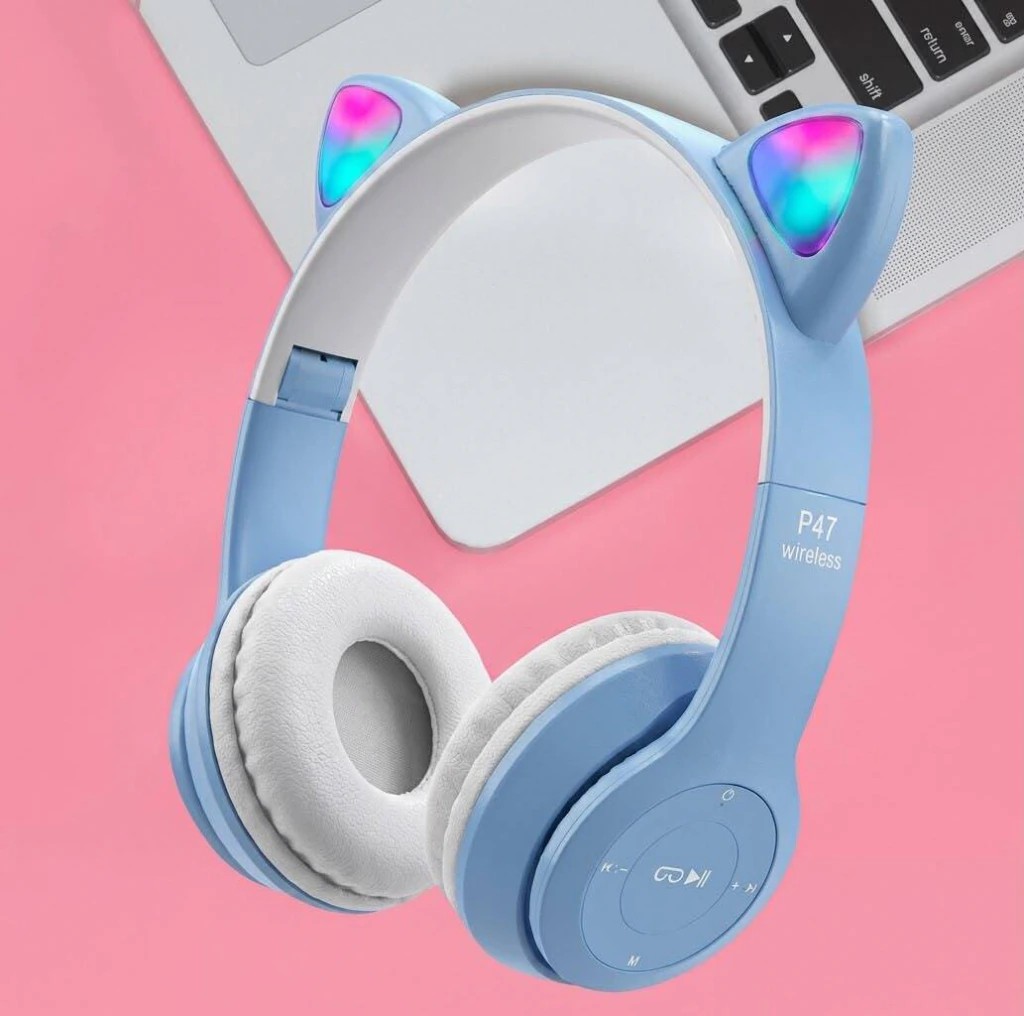 Audífono inalámbrico oreja de gatito con luz RGB