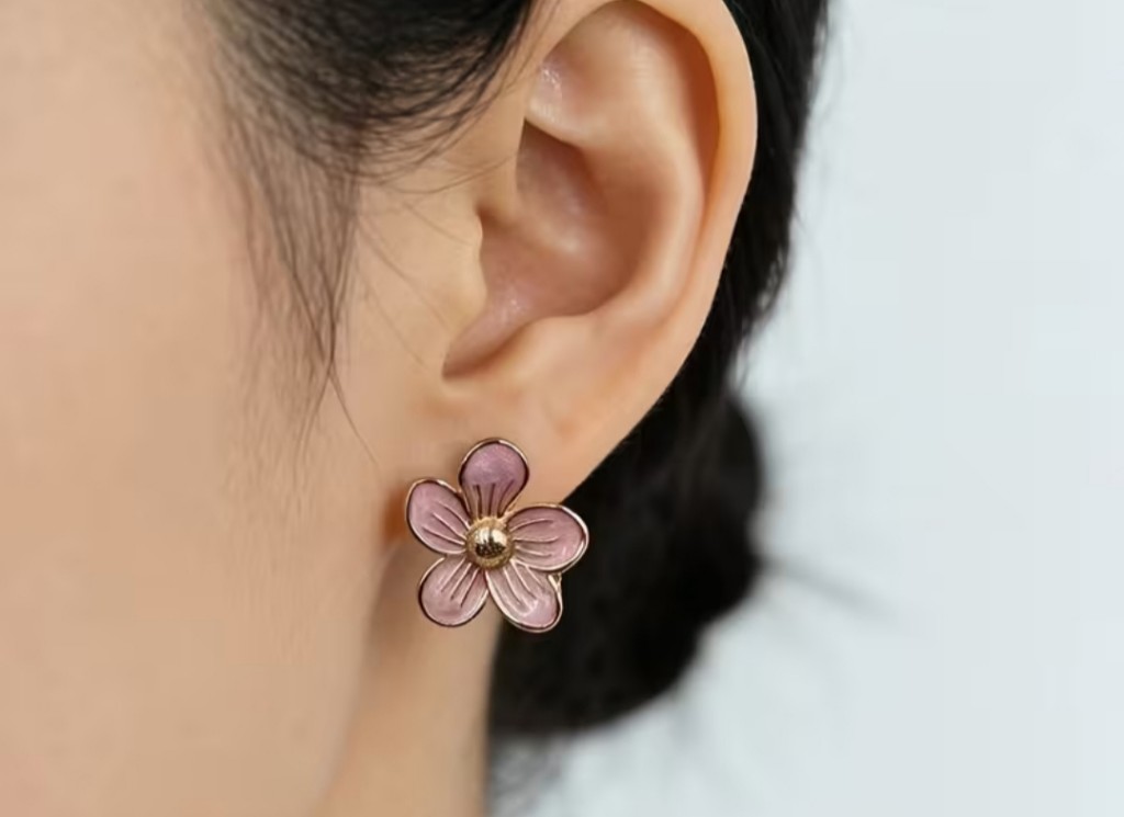 Aros flor rosa