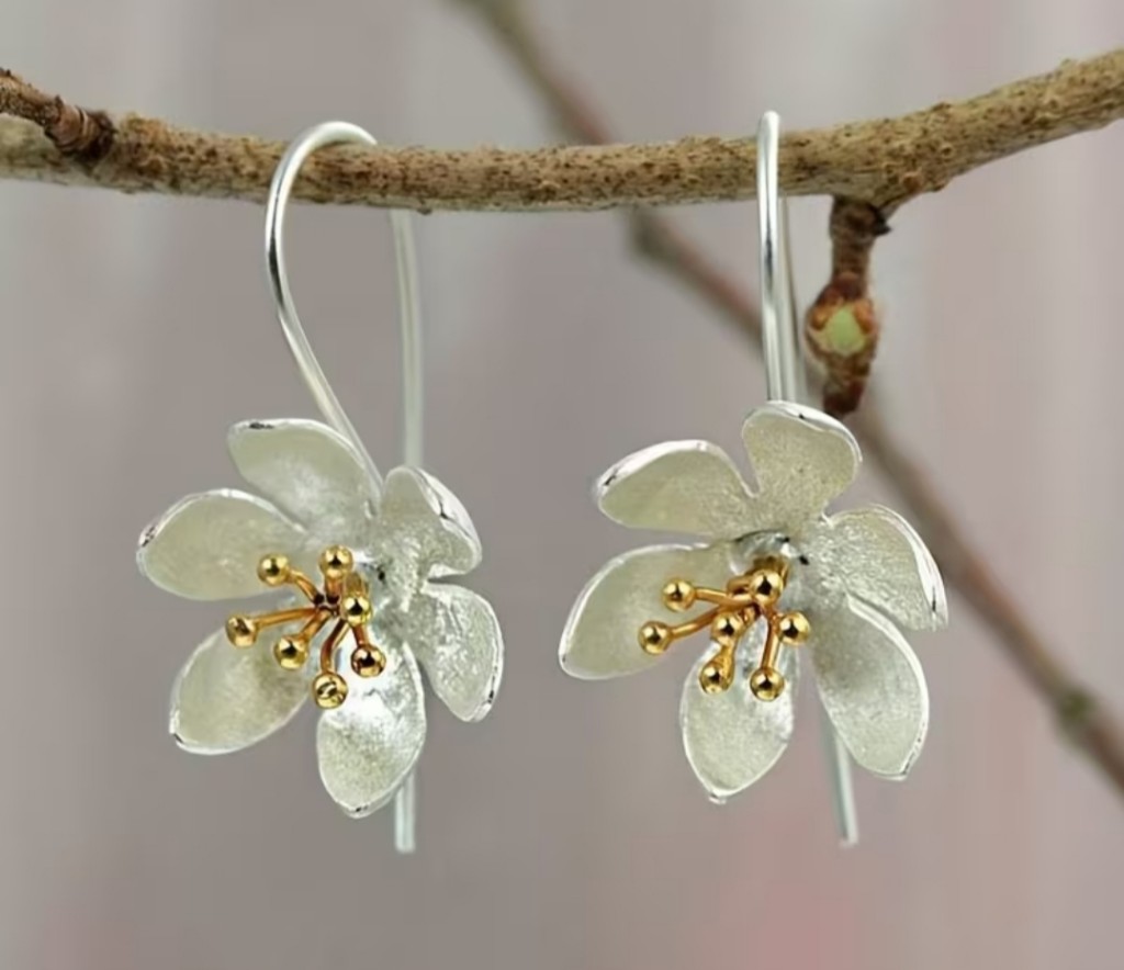 Aros flor plata