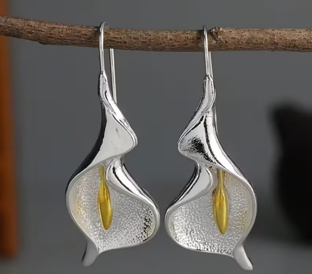 Aros plateados flor