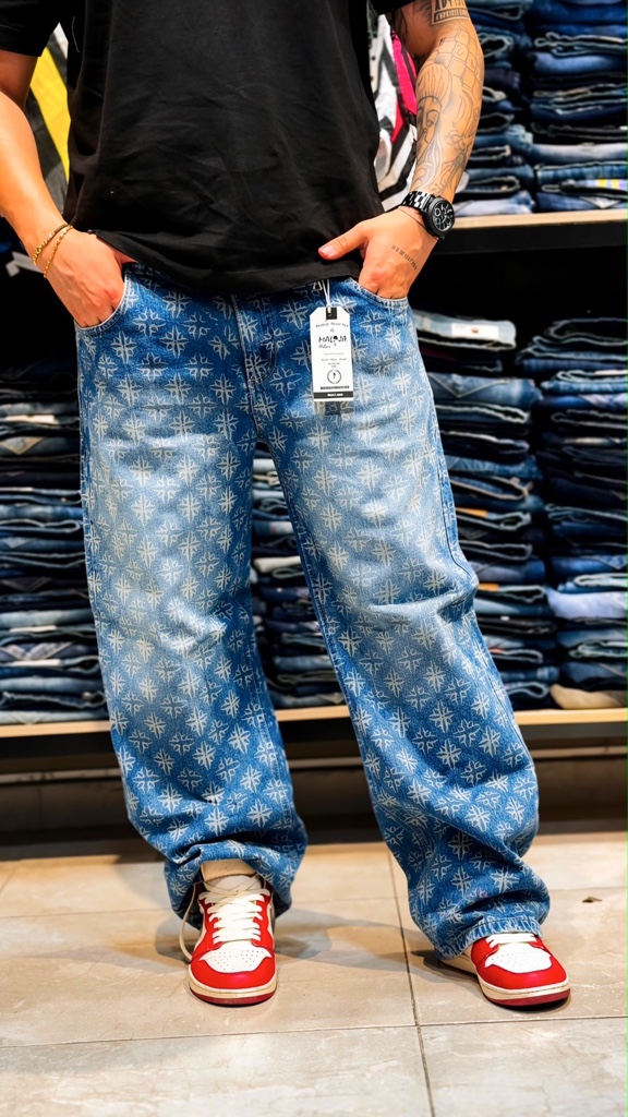 Jean azul estampado alta cálidas
