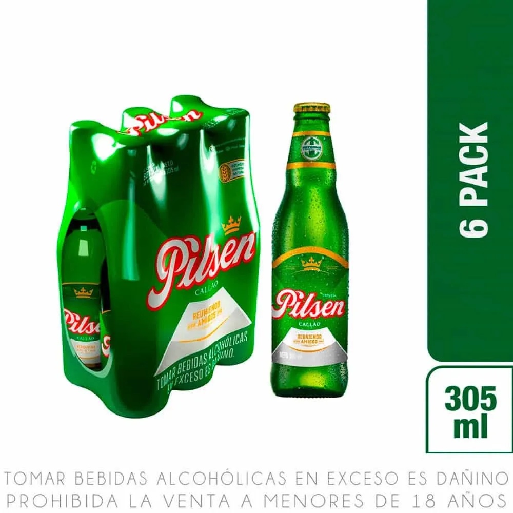 Cerveza Pilsen Six Pack Botella 305ml