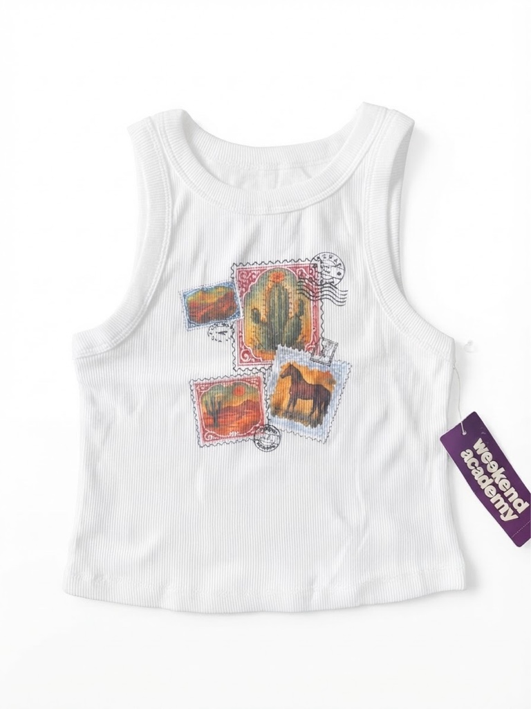 Blusa blanca sin mangas niña
