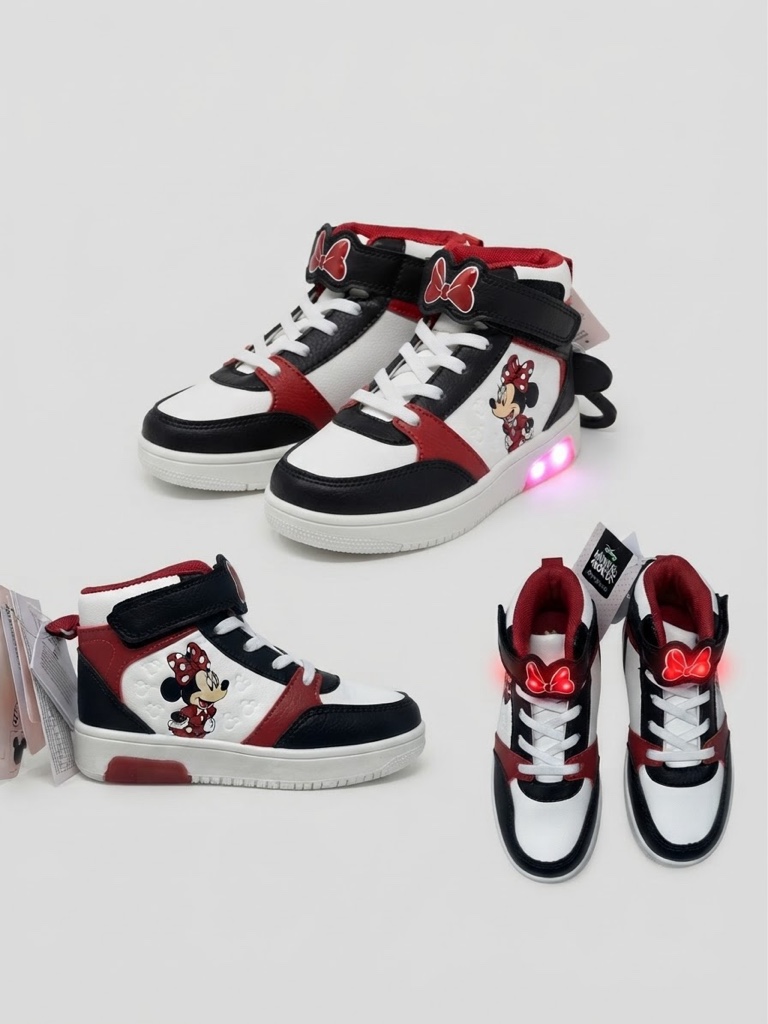Tenis Minnie LED blanco rojo