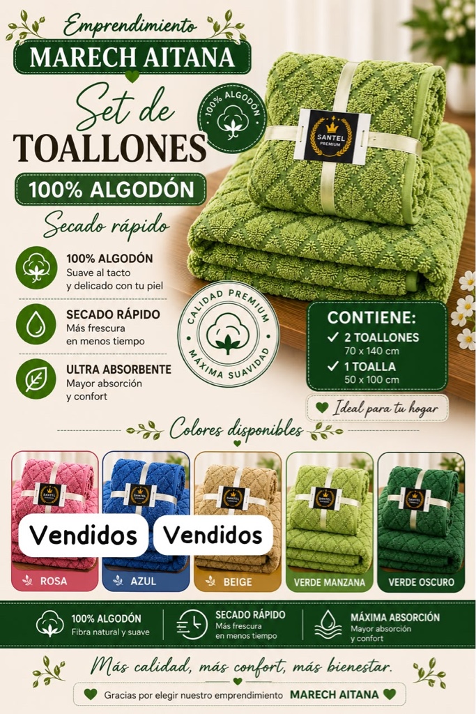 toallones algodon secado rapido