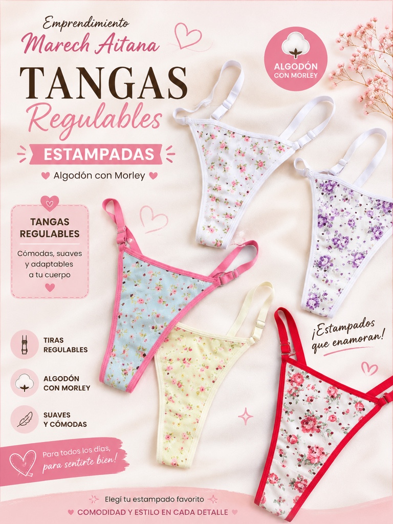 Tangas estampadas y lisas regulables