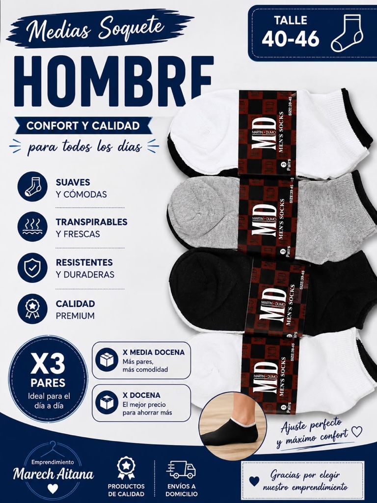 medias soquete hombre