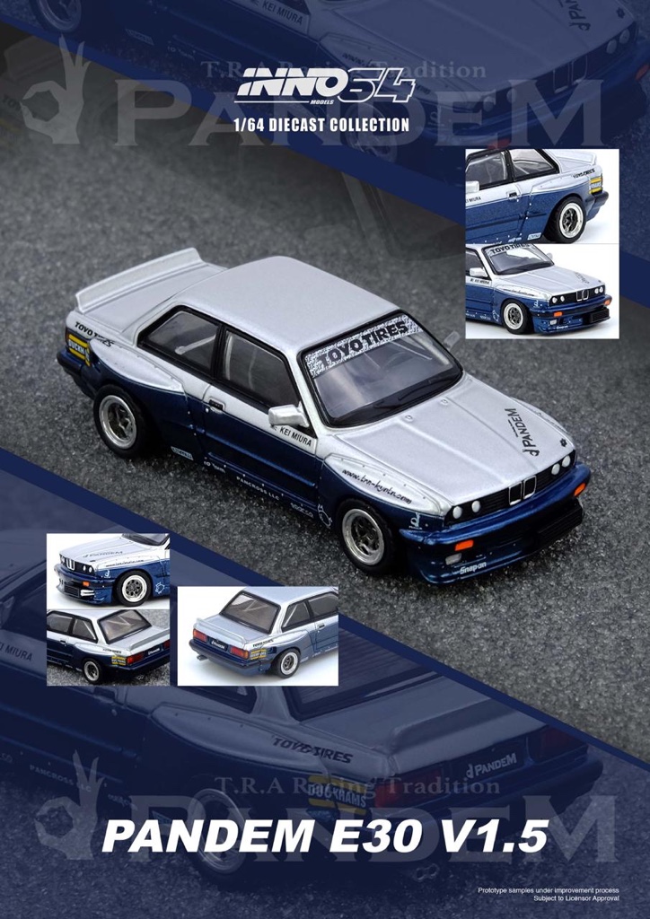 INNO64 BWM E30 M3 PANDEM BLUE SILVER