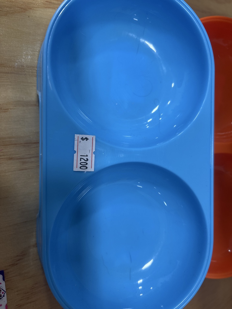 Bebedero doble azul plástico