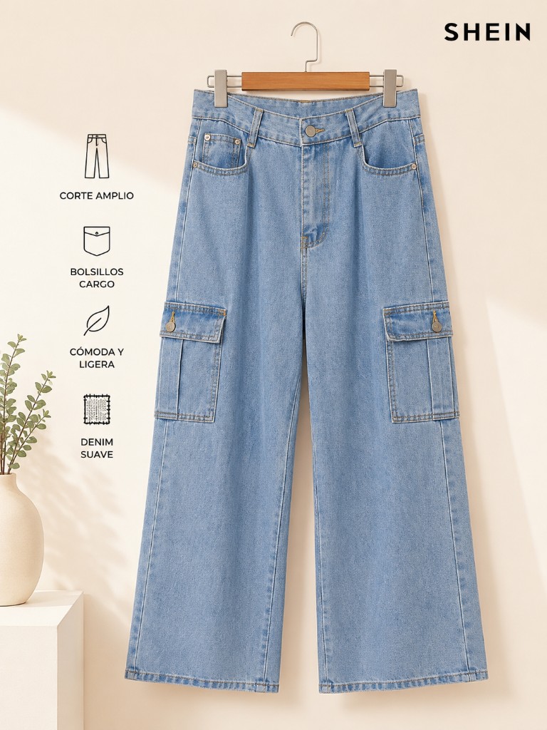 SHEIN jean azul cargo ancho