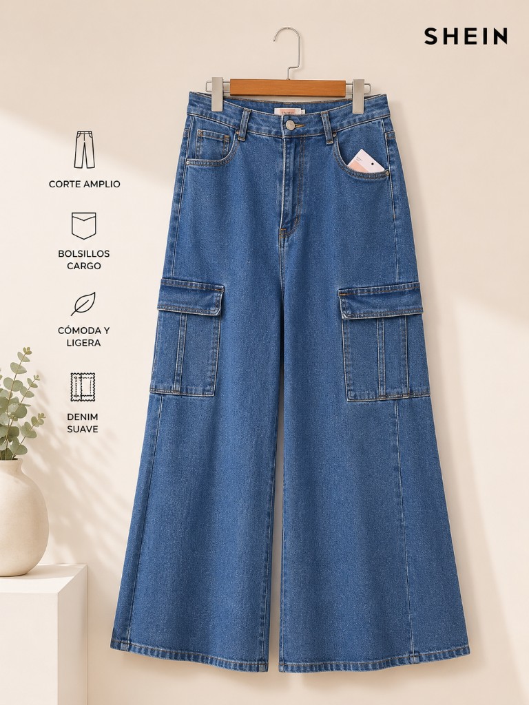 SHEIN jean azul cargo