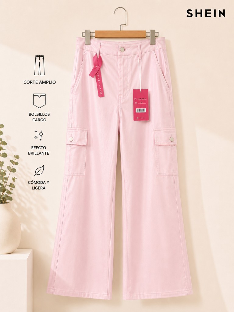 SHEIN pantalon cargo rosa