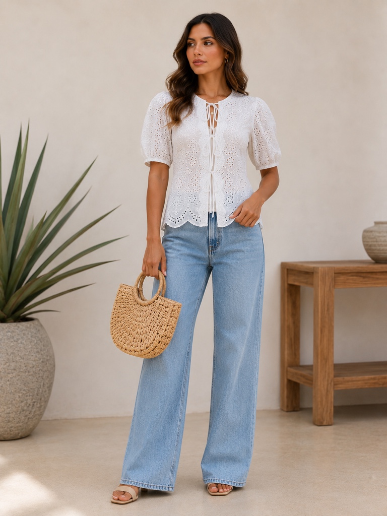 BLUSA OJALILLO BLANCA ABIERTA
