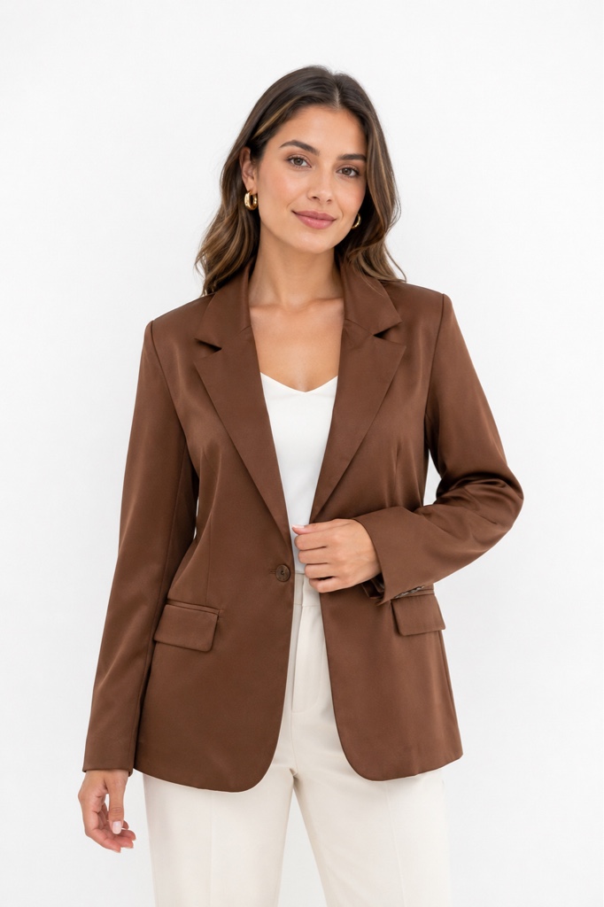 BLAZER MANGA LARGA CAFÉ