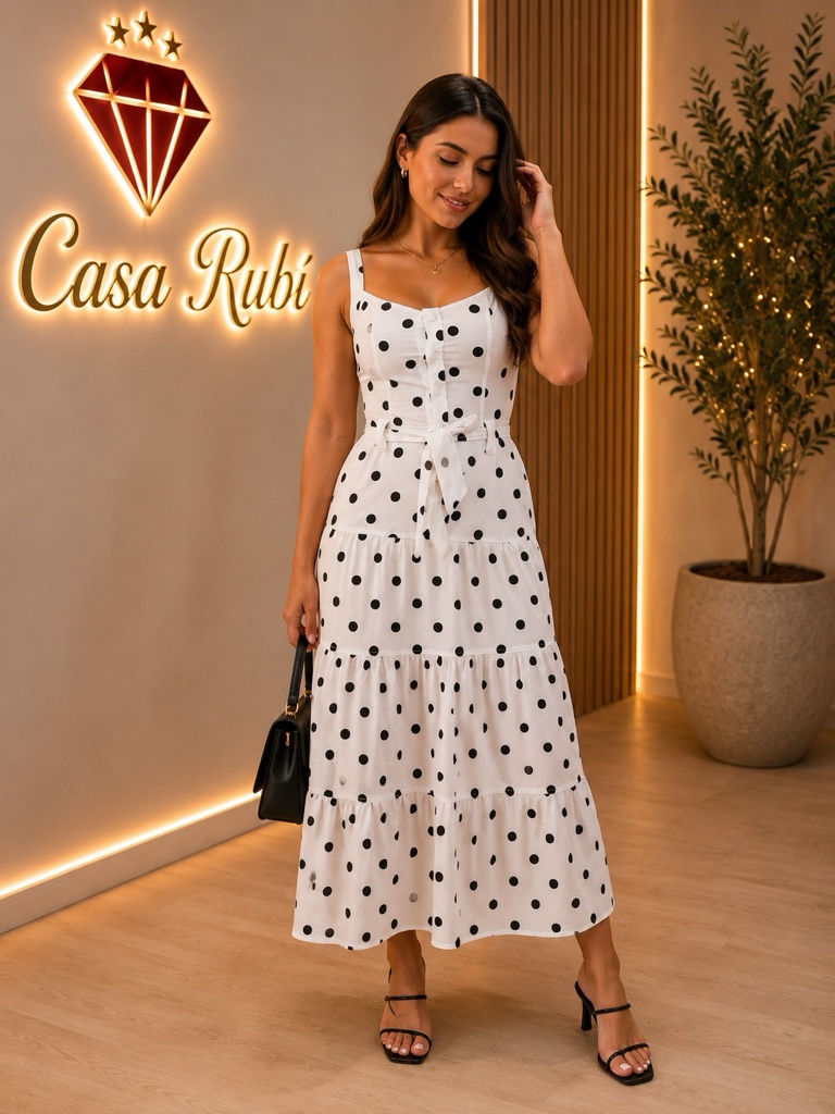 VESTIDO BLANCO DE LUNARES TALLA L