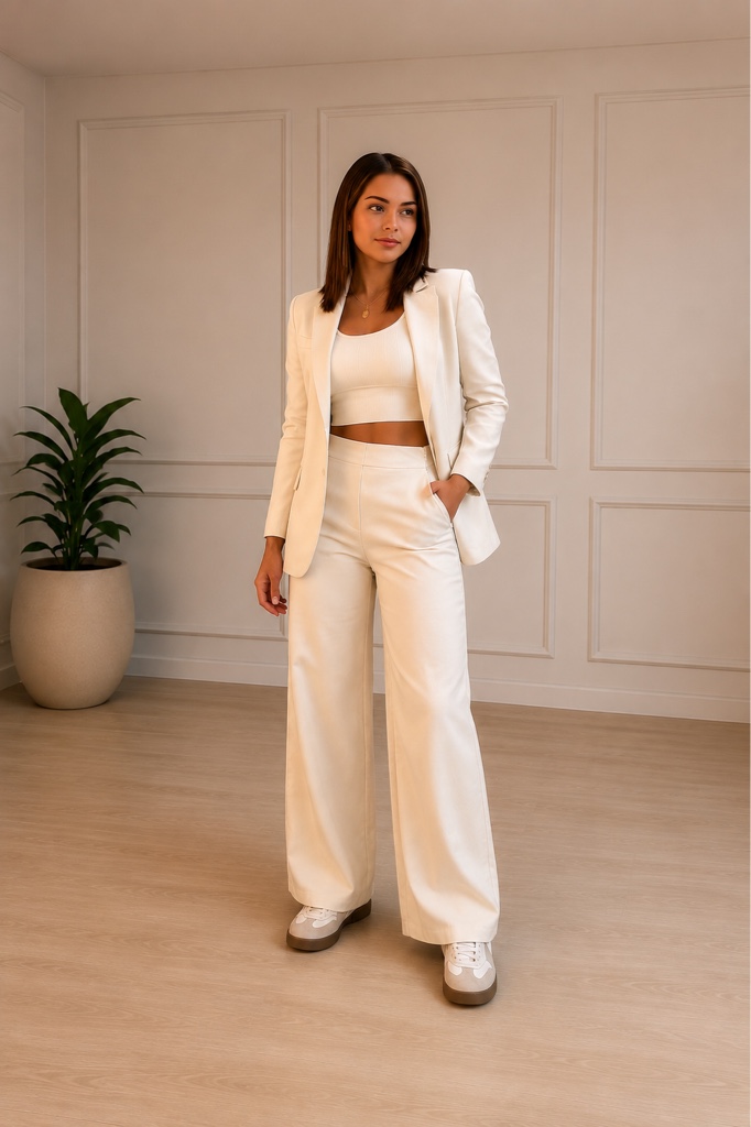 SET MANGA LARGA BEIGE ABIERTO