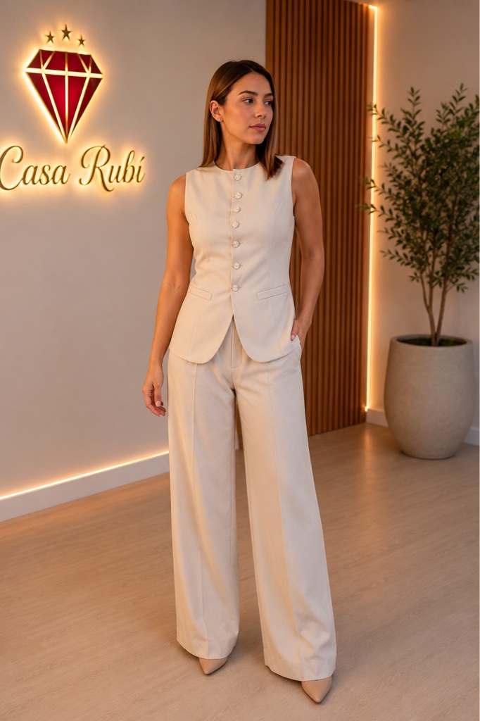 SET LINO BLUSA Y PANTALON BEIGE