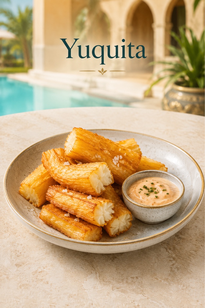 Yuquita frita con salsa
