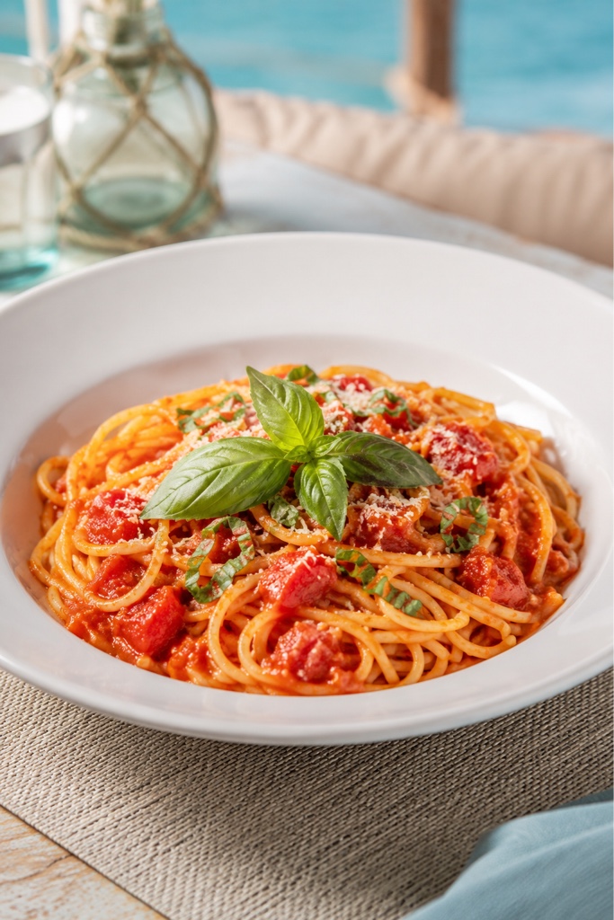 Espagueti rojo con tomate