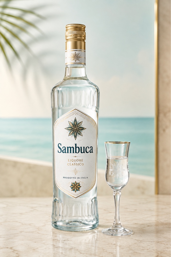 Sambuca licor transparente