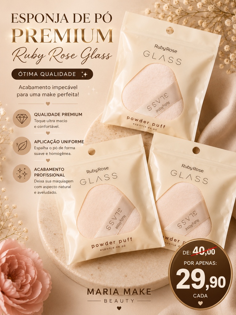 Ruby Rose Glass esponja de pó