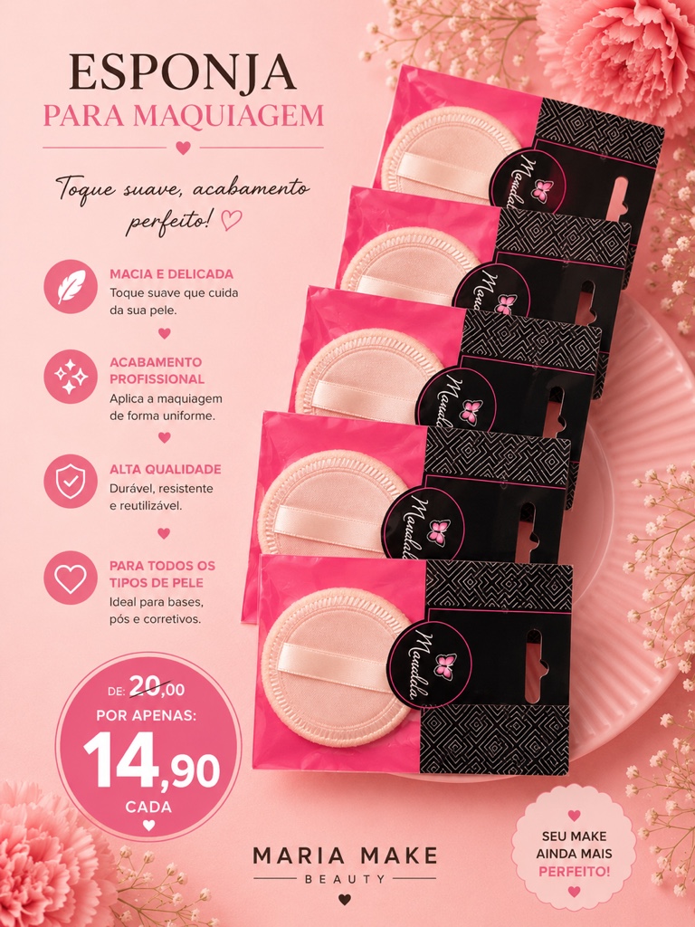 Maria Make esponja rosa para maquiagem