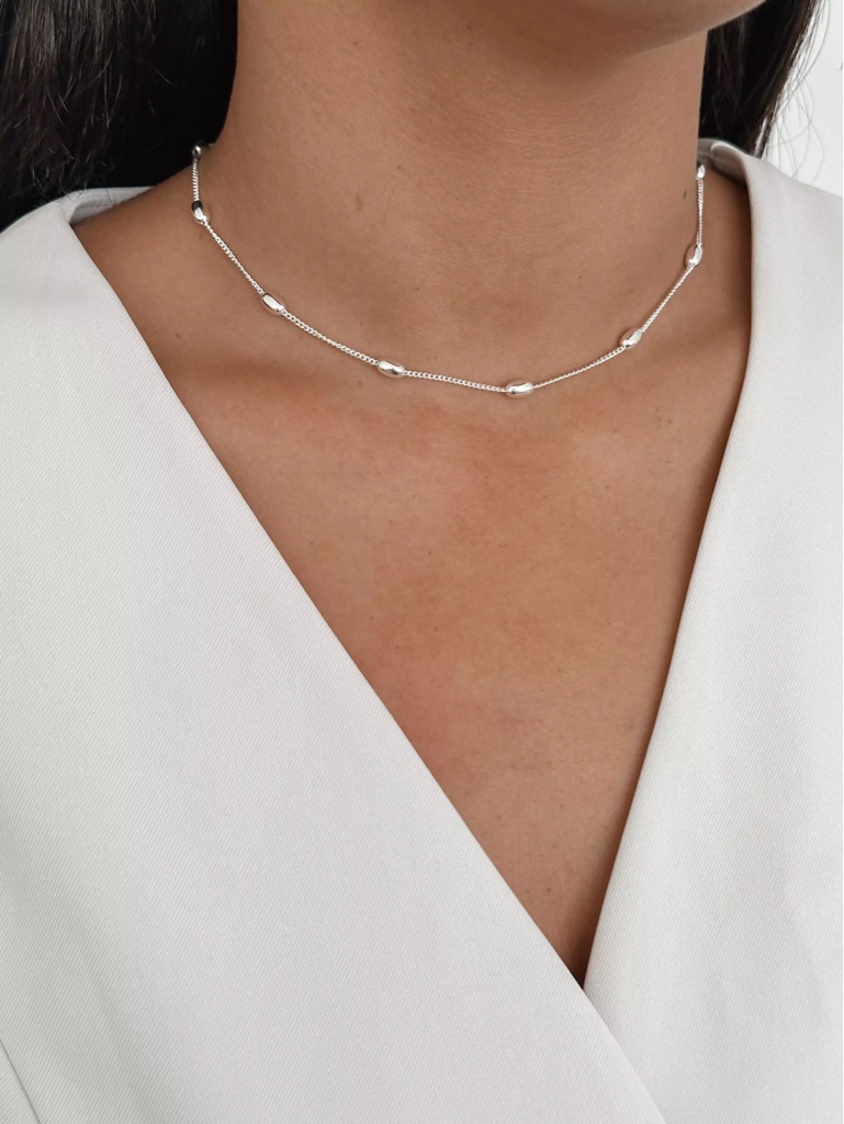 Choker bolinha oval Semijoia