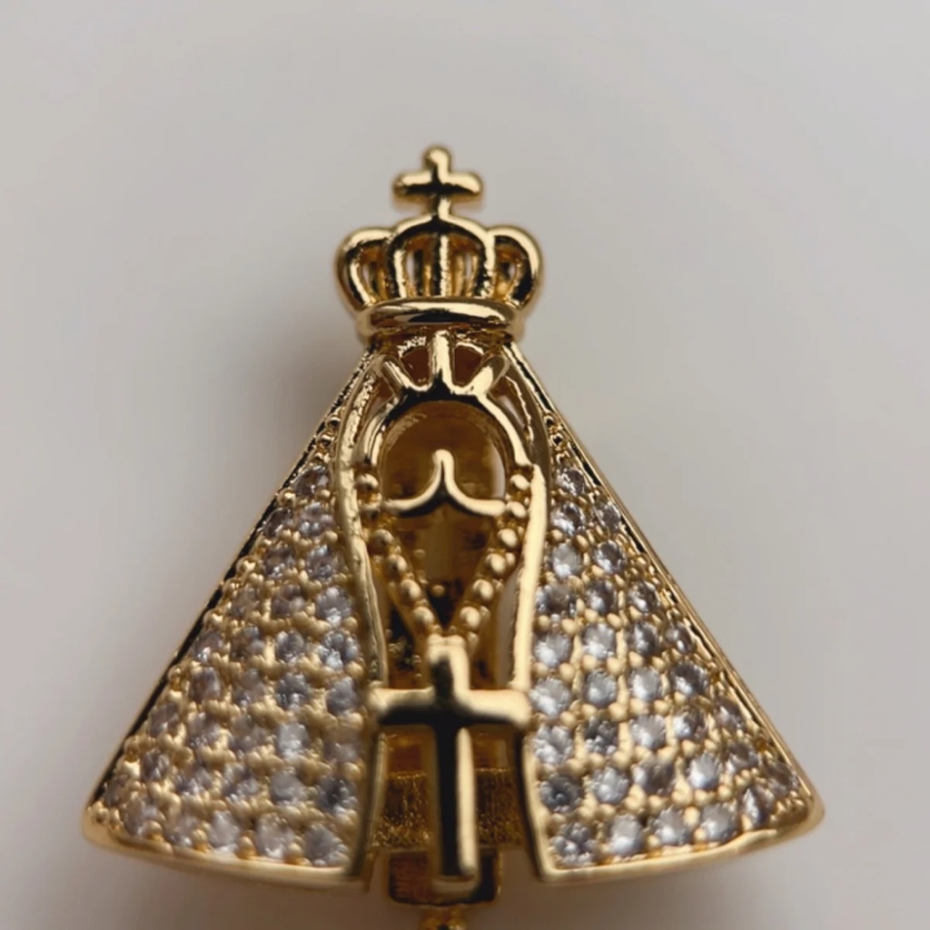 Pingente nossa senhora aparecida folheado dourado