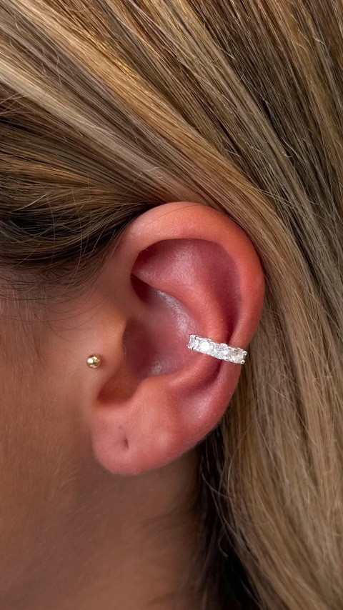 Piercing fake cristal prata 925