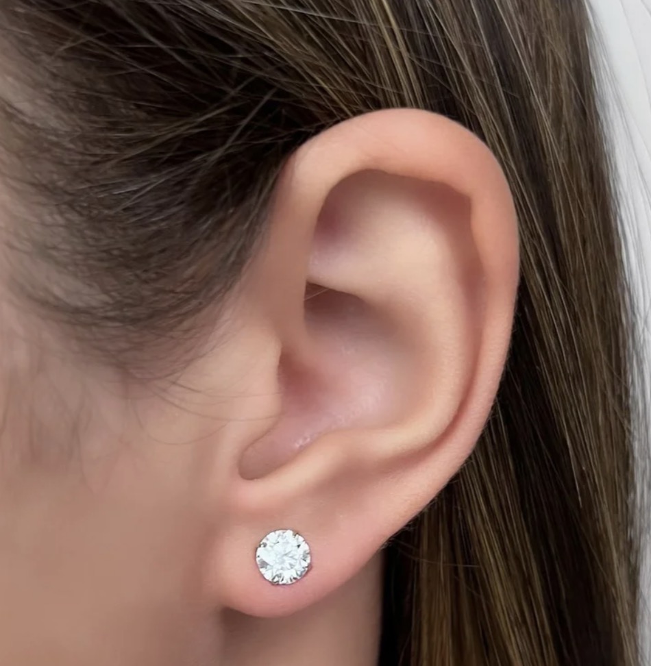 Ponto de luz moissanite com prata 925 6mm