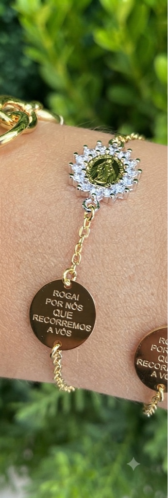 Pulseira nossa senhora dourada Semijoia